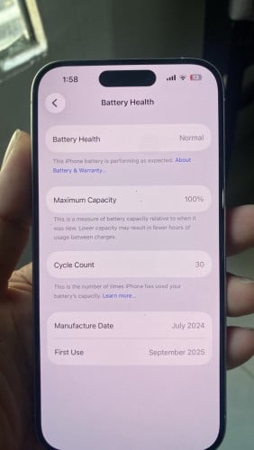 iPhone 15 Pro 100% 30 cycles