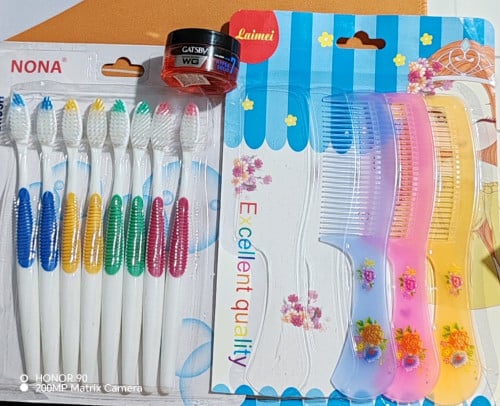 ក្រាសសិតសក់+ច្រាស់​ដុសធ្មេញ​+ជេលលាបសក់