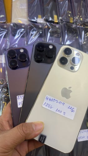 iPhone  14pm   128g /256g សំនុំសុីន   469$     499$