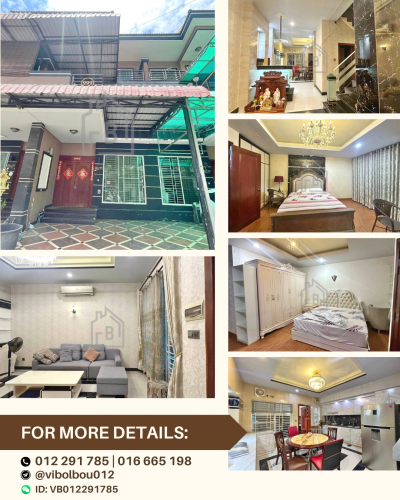 Townhouse 4 Bedrooms for RENT near Ratana Plaza & Royal Phnom Penh Hospital