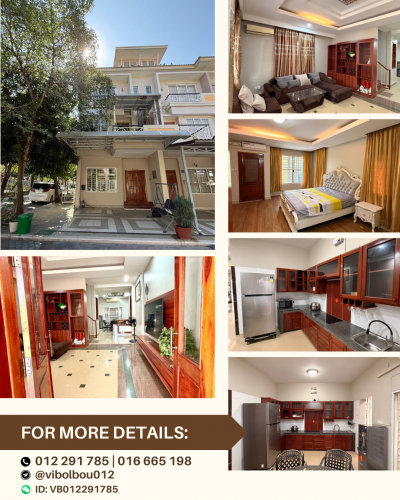 Corner House 4 Bedrooms for RENT near CIA FIRST International School-Chbar Ampov Campus