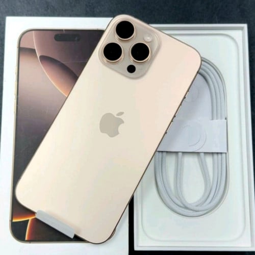 16 Pro Max ស្អាតដូចថ្មី99% ថ្ម100% ZA Sim2 Fullset 256GB មានប្រអប់