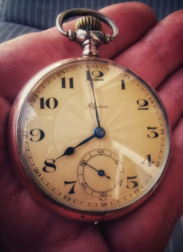 Alpina pocket watch silver case