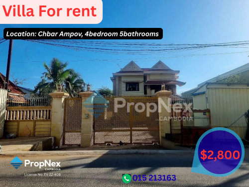 Spacious 4-Bedroom Villa for Rent in Chbar Ampov