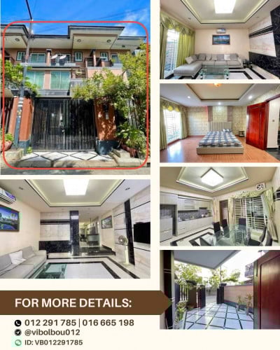 Twin-Villa 4 Bedrooms for RENT near ROYAL Phnom Penh Hospital