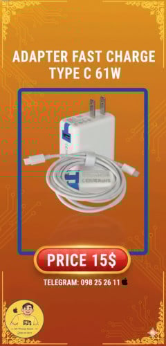 ដុំសាកលឿន សំរាប់ Iphad និង Macbook Type C 61w