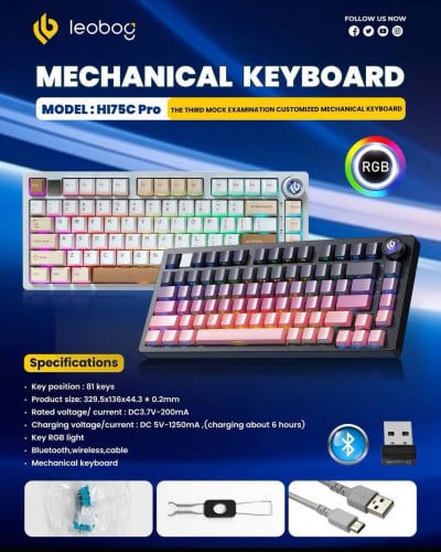 Keyboard wireless 3in1 brand Leobog  មានស្ដុក5ពណ៌ អីវ៉ាន់មាននៅក្នុងស្តុក មានធានារយះពេល1ឆ្នាំ 📩
