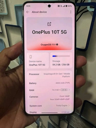 One plus 10T Ram16 /256GB សំណុំសុីនមានឆ្នាំងសុីននិងខេសអោយ