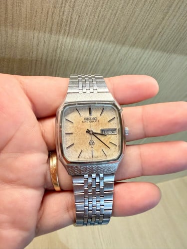 Original Ultra Rare Vintage SEIKO KING Twin Quartz SnowFlake Patina Dial JDM 1981 Day-Date - Con-80%