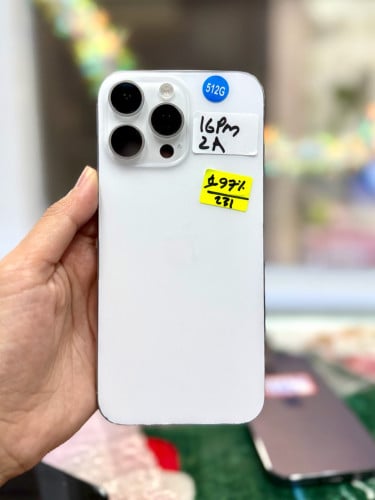 IPhone 16 Pro Max ទំហំផ្ទុក (512G) តួស្អាត 98.999% Color White Model ZA