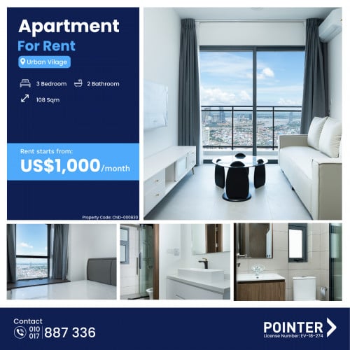 🏢 Brand New 3 Bedroom Condo for Rent at Urban Village Special Deal