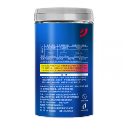 Elasun 3in1 Blue Condom ស្រោមអនាម័យគ្រើមឆ្នូតចំរុះ