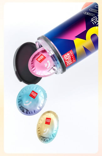 Elasun 3in1 Blue Condom ស្រោមអនាម័យគ្រើមឆ្នូតចំរុះ