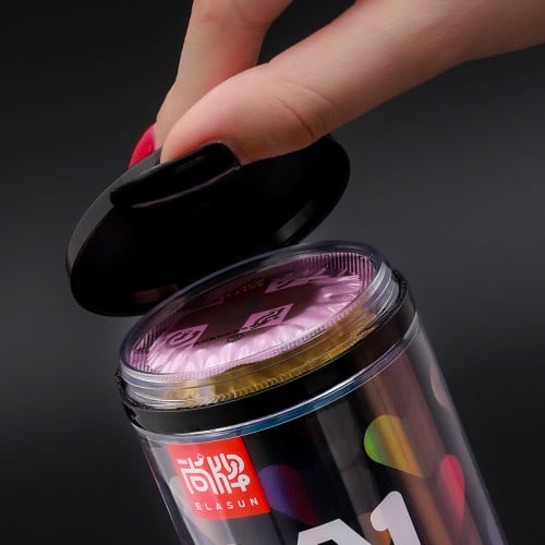Elasun 8in1 Black Condom ស្រោមអនាម័យចំរុះទាំង៨