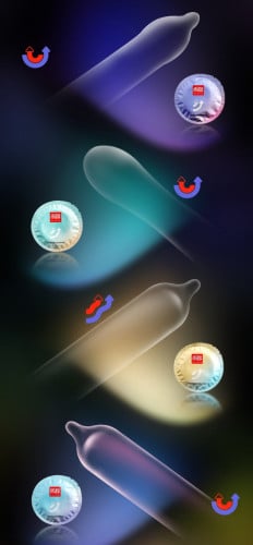 Elasun 8in1 Black Condom ស្រោមអនាម័យចំរុះទាំង៨