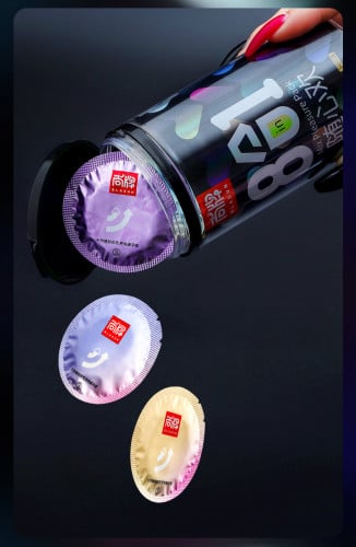 Elasun 8in1 Black Condom ស្រោមអនាម័យចំរុះទាំង៨