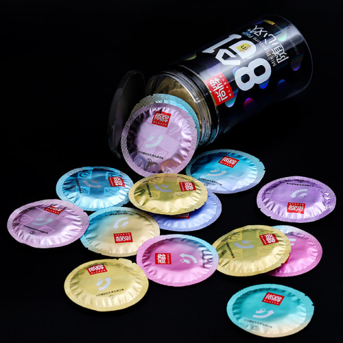 Elasun 8in1 Black Condom ស្រោមអនាម័យចំរុះទាំង៨