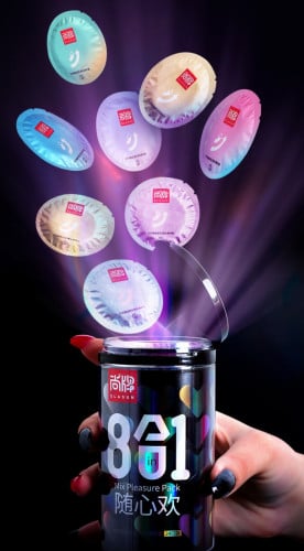 Elasun 8in1 Black Condom ស្រោមអនាម័យចំរុះទាំង៨