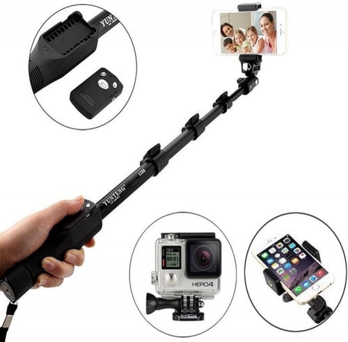 Selfie stick hokder phone and camera