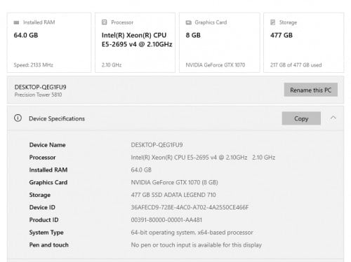 Xeon E5-2695 v4 Ram 64GB M2 512GB