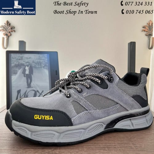 ស្បែកជើងសុវត្ថិភាពក្បាលដែកបាតដែក ធន់ ការពារជើង (Safety Shoe With Metal Head and Metal Sole)