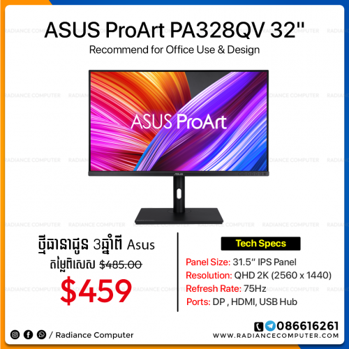 Monitor Asus Proart PA328QV 31.5 QHD 2K 75Hz