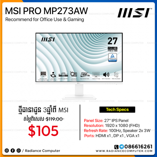 Monitor MSI MP273AW 27inch IPS FHD