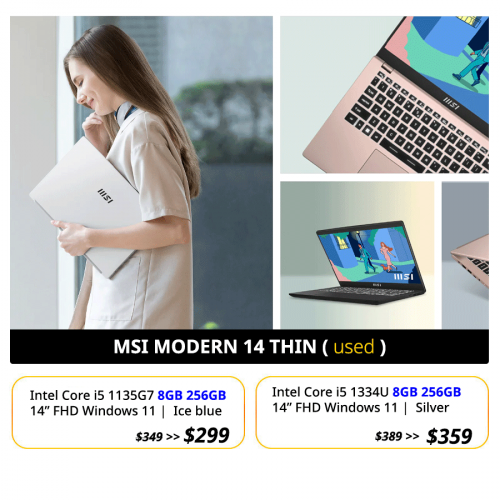 MSI Modern 14 Thin, i5 8GB 256GB 14" FHD , $299