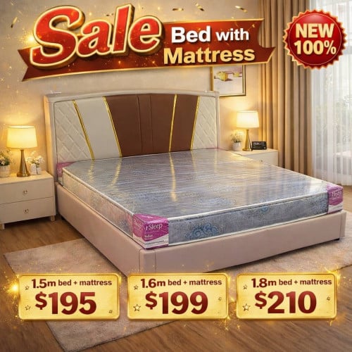 🛏️ 100% New Bed with Mattress – Modern & Comfortable ✨