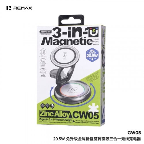 Remax Zinc Alloy CW05 – 3-in-1 Magnetic Wireless Charger