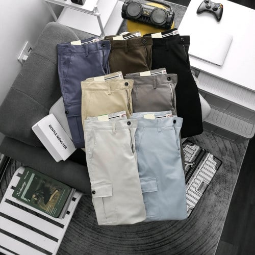 ខោសាច់គគី ជើងវែង ជើងស្មើរ ហោប៉ៅ6 ប្រេន ក្រពើ សាច់យឺត 20%ម៉ូតពណ៌ដូចរូប 30-31-32-34-36-38 (50kg-95kg)