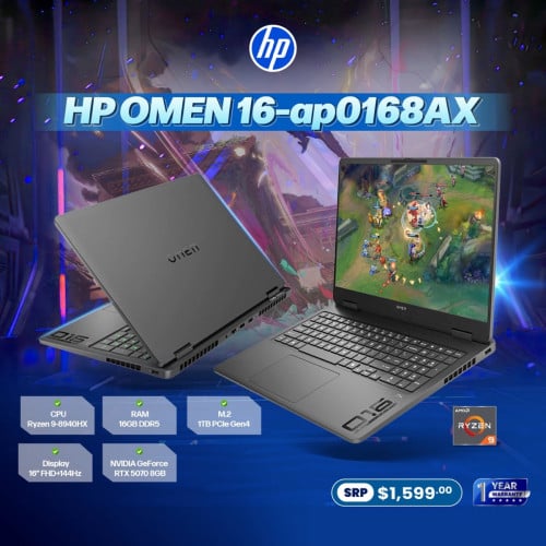 បទពិសោធន៍ Gaming ថ្មីស្រឡាងជាមួយកុំព្យូទ័រយួរដៃ HP OMEN 16-ap0168AX ដែលរចនាឡើងយ៉ាងពិសេសបំផុត