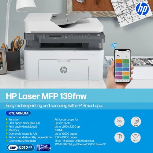 អស់បារម្ភរឿងការងាររអាក់រអួល! ម៉ាស៊ីនព្រីន HP Laser MFP 139fnw ត្រូវបានរចនាឡើងយ៉ាងពិសេស