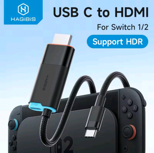 Hagibis Switch 2 Dock for Nintendo Switch/ Switch2/OLED 4K@60Hz USB C to HDMI Cable