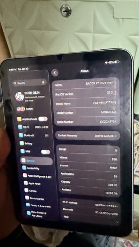 iPad mini A17Pro (mini7) 256GB WIFI only ស្ទើរតួតិចតួចបំផុត