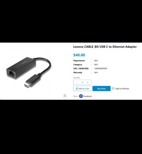 Lenovo USB C to Ethernet Adapter