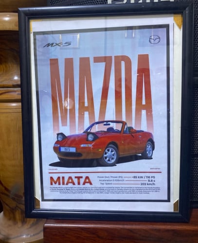 Poster + Frame ទំហំធំខ្នាតA3🖼️ 🏎️🔥Mazda MX-5