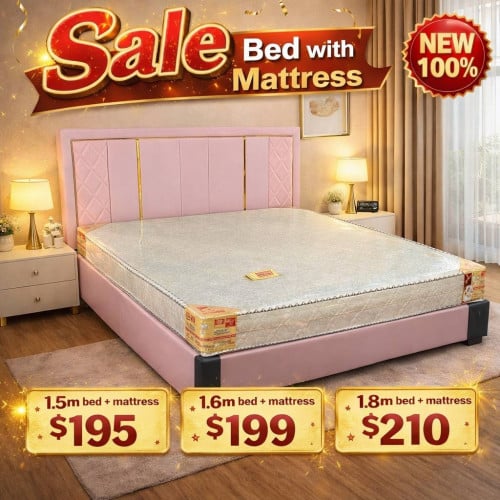 Set bed with mattress available in stock