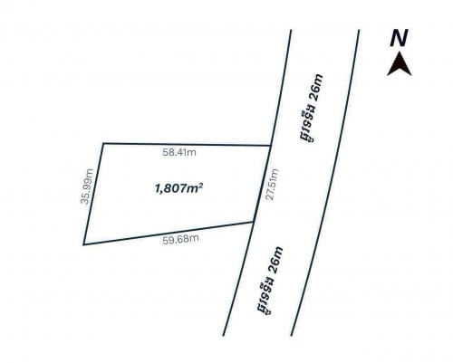 ដីលក់ ចុះពីលើផ្លូវ 60m បន្តិច