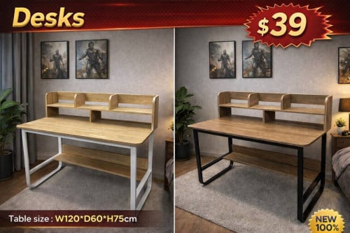 👉 Modern Office Desk with Bookshelf📖💼