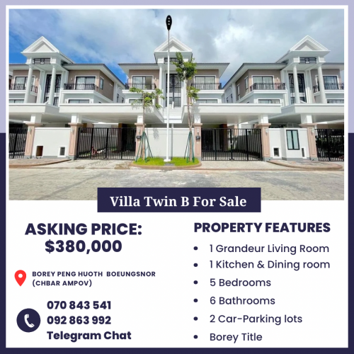 វីឡាភ្លោះប៊ី (ដីវែង) | Villa Twin B For Sale