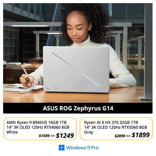 ASUS ROG Zephyrus G14 | R9 16GB 1TB 14" 3K OLED RTX4060 (White color)