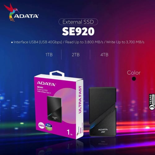 External SSD SE920 Brand Adata ថ្មីប្រអប់ អីវ៉ាន់មាននៅក្នុងស្តុក មានធានារយះពេល1ឆ្នាំពេញ 📩