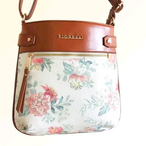 Fiorelli Floral Crossbody Shoulder Bag Brown TrimFiorelli