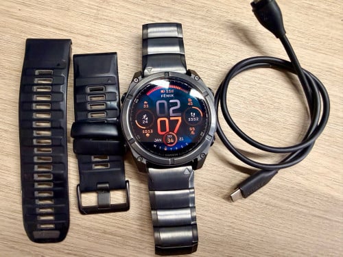 Garmin Fenix 8 51mm, almoled sapphire 99%. ខ្សែនាឡិកា Titanium និងខ្សែ original