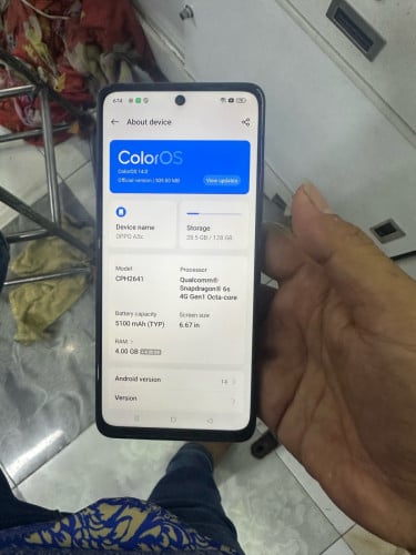 Oppo a3x ram4g/128g ស្ទេីរដូចរូប 59$