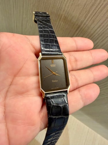 Original Ultra Rare Vintage SEIKO Dolce Tank Black Dial with SGP 30 Dress Watch JDM 1986 - (Con-95%)