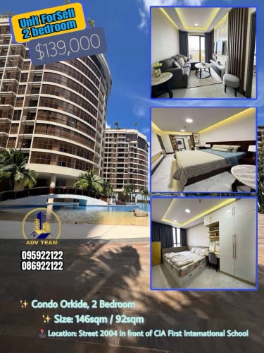 ខុនដូរ 2 bedroom លក់បន្ទាន់នៅ Orkide