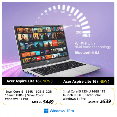 💜 NEW | Acer Aspire lite 16 THIN