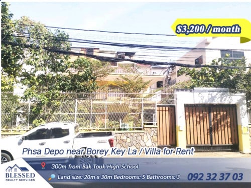 Phsa Depo near Borey Key La💥 Villa for Rent 💥💰 Price: $3,200 / month